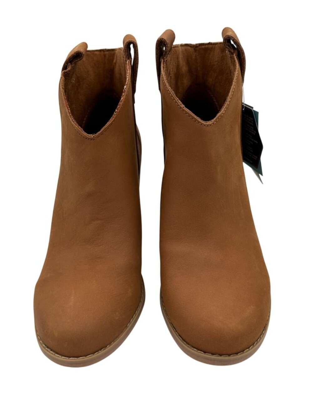 Toms Ankle Booties Womens Size 7.5 Brown Leather Stacked Blocked Heel NEW - Picture 4 of 12